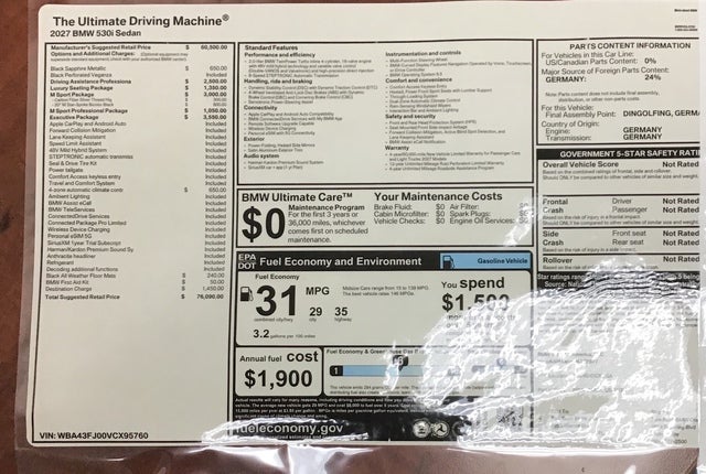 2027 BMW 530i 530i