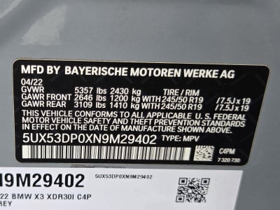 2022 BMW X3 xDrive30i xDrive30i